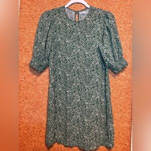 Reformation Floral Print Green and White Floral Mini Dress Size M